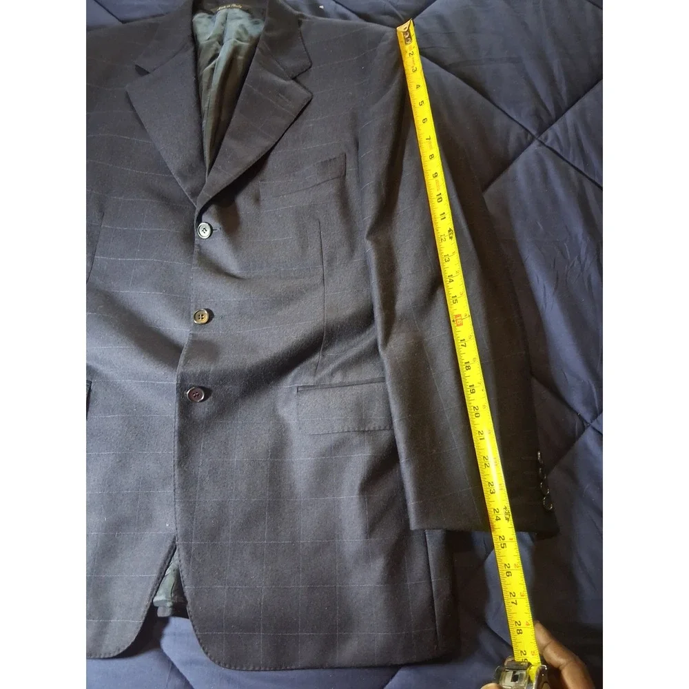 Canali Mens Wool Windowpane Blazer Sport Coat 52R/42R US  Made in Italy Navy